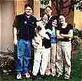 Kevin, Dave, Nina (holding their wonderful dog), Rebecca, and Michelle, LaJolla, CA, 2/2000 (8KB/67KB)