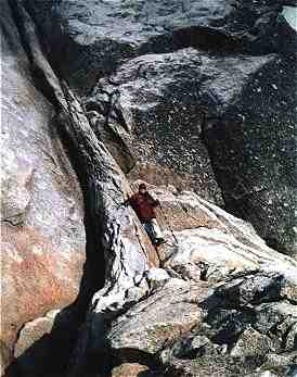 Lyn, 1993, climbing/hiking up the Arches formation at Yosemite to (31KB/301KB)