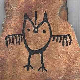 Owl Petroglyph from Columbia River Interpretive Center, (14KB/116KB)